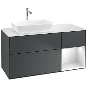 Villeroy und Boch Finion Waschtischunterschrank F811MTHG 120cm, Abdeckplatte white matt, Regale White matt lacquer, Midnight Blue Matt Lacquer