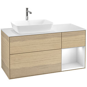 Villeroy and Boch Finion Villeroy and Boch Finion F811MTPC 120cm, cover plate matt white, shelves matt white lacquer, Oak Veneer