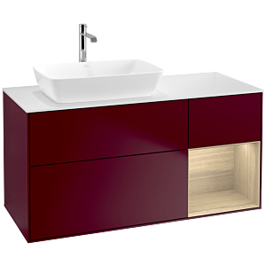 Villeroy und Boch Finion Waschtischunterschrank F811PCHB 120cm, Abdeckplatte white matt, Regale Oak Veneer, Peony Matt