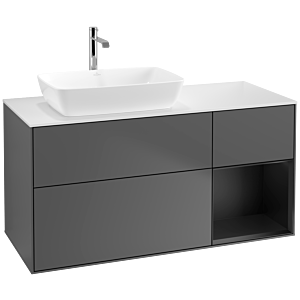Villeroy and Boch Finion Villeroy and Boch Finion F811PDGK 120cm, cover plate white matt, shelves black matt lacquer, anthracite matt