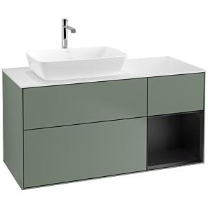 Villeroy and Boch Finion Villeroy and Boch Finion F811PDGM 120cm, cover plate matt white, shelves matt black lacquer, Olive Matt Lacquer