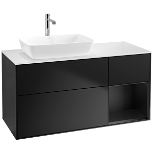 Villeroy und Boch Finion Waschtischunterschrank F811PDPD 120cm, Abdeckplatte white matt, Regale Black matt lacquer, Black matt lacquer