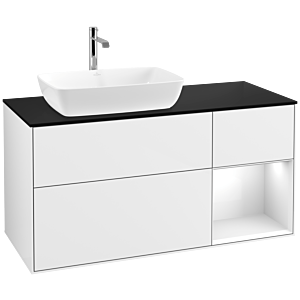 Villeroy and Boch Finion Villeroy and Boch Finion F812GFGF 120cm, cover plate black matt, shelves Glossy white lacquer, Glossy white lacquer