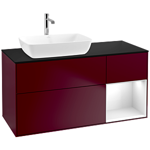 Villeroy and Boch Finion Villeroy and Boch Finion F812GFHB 120cm, cover plate black matt, shelves Glossy white lacquer, Peony Matt