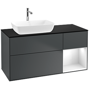 Villeroy et Boch Finion Villeroy et Boch F812GFHG 120cm, plaque de finition noir mat, étagères laqué blanc brillant, Midnight Blue Matt Lacquer