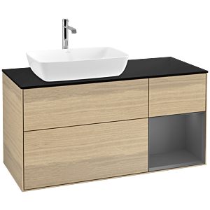 Villeroy and Boch Finion Villeroy and Boch Finion F812GKPC 120cm, cover plate matt black, shelves anthracite matt lacquer, Oak Veneer