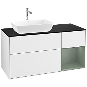 Villeroy and Boch Finion Villeroy and Boch Finion F812GMGF 120cm, cover plate black matt, shelves olive matt lacquer, glossy white lacquer