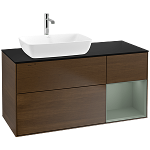 Villeroy and Boch Finion Villeroy and Boch Finion F812GMGN 120cm, cover plate black matt, shelves olive matt lacquer, walnut veneer