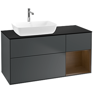 Villeroy and Boch Finion Villeroy and Boch Finion F812GNHG 120cm, cover plate matt black, shelves Walnut Veneer , Midnight Blue Matt Lacquer