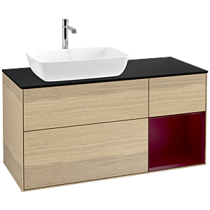Villeroy and Boch Finion Villeroy and Boch Finion F812HBPC 120cm, cover plate black matt, shelves Peony matt lacquer, Oak Veneer