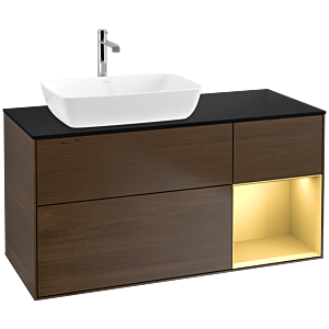 Villeroy and Boch Finion Villeroy and Boch Finion F812HFGN 120cm, cover plate black matt, shelves gold matt lacquer, walnut veneer
