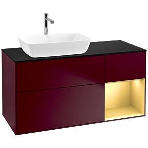 Villeroy and Boch Finion Villeroy and Boch Finion F812HFHB 120cm, cover plate black matt, shelves gold matt lacquer, Peony Matt