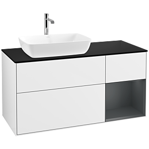 Villeroy and Boch Finion Villeroy and Boch Finion F812HGGF 120cm, cover plate black matt, shelves Midnight matt lacquer, Glossy white lacquer