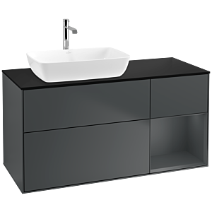 Villeroy und Boch Finion Waschtischunterschrank F812HGHG 120cm, Abdeckplatte black matt, Regale Midnight matt lacquer, Midnight Blue Matt Lacquer