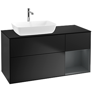 Villeroy und Boch Finion Waschtischunterschrank F812HGPD 120cm, Abdeckplatte black matt, Regale Midnight matt lacquer, Black matt lacquer