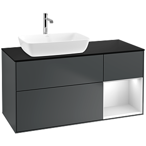 Villeroy und Boch Finion Waschtischunterschrank F812MTHG 120cm, Abdeckplatte black matt, Regale White matt lacquer, Midnight Blue Matt Lacquer