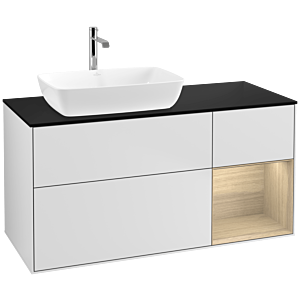 Villeroy and Boch Finion Villeroy and Boch Finion F812PCMT 120cm, cover plate black matt, shelves Oak Veneer , white matt lacquer
