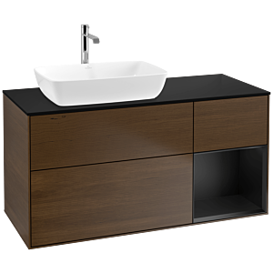 Villeroy and Boch Finion Villeroy and Boch Finion F812PDGN 120cm, black matt cover plate, black matt lacquer shelves, walnut veneer
