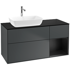 Villeroy und Boch Finion Waschtischunterschrank F812PDHG 120cm, Abdeckplatte black matt, Regale Black matt lacquer, Midnight Blue Matt Lacquer