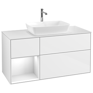 Villeroy and Boch Finion Villeroy and Boch Finion F821GFGF 120cm, cover plate matt white, shelves Glossy white lacquer, Glossy white lacquer