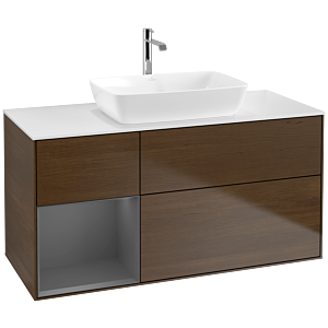 Villeroy and Boch Finion Villeroy and Boch Finion F821GKGN 120cm, cover plate matt white, shelves anthracite matt lacquer, walnut veneer