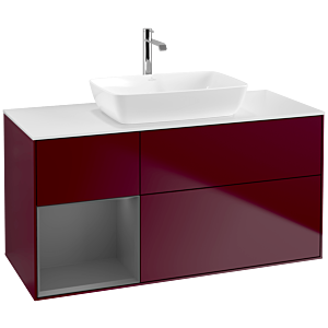 Villeroy und Boch Finion Waschtischunterschrank F821GKHB 120cm, Abdeckplatte white matt, Regale Anthracite matt lacquer, Peony Matt