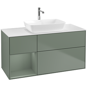 Villeroy and Boch Finion Villeroy and Boch Finion F821GMGM 120cm, cover plate matt white, shelves olive matt lacquer, Olive Matt Lacquer