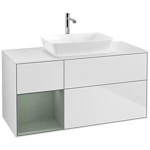 Villeroy and Boch Finion Villeroy and Boch Finion F821GMMT 120cm, cover plate white matt, shelves olive matt lacquer, white matt lacquer