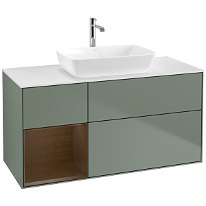 Villeroy and Boch Finion Villeroy and Boch Finion F821GNGM 120cm, cover plate matt white, shelves Walnut Veneer , Olive Matt Lacquer