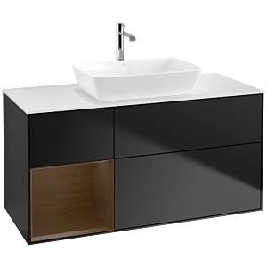 Villeroy and Boch Finion Villeroy and Boch Finion F821GNPD 120cm, cover plate matt white, shelves Walnut Veneer , matt black lacquer