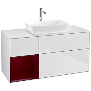 Villeroy und Boch Finion Waschtischunterschrank F821HBMT 120cm, Abdeckplatte white matt, Regale Peony matt lacquer, White matt lacquer