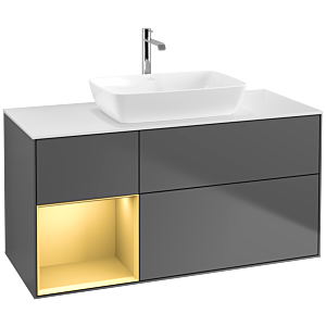 Villeroy and Boch Finion Villeroy and Boch Finion F821HFGK 120cm, cover plate white matt, shelves gold matt lacquer, anthracite matt
