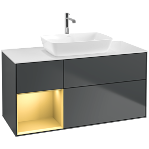 Villeroy and Boch Finion Villeroy and Boch Finion F821HFHG 120cm, cover plate matt white, shelves matt gold lacquer, Midnight Blue Matt Lacquer