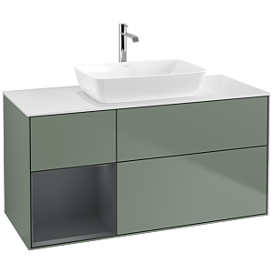 Villeroy and Boch Finion Villeroy and Boch Finion F821HGGM 120cm, cover plate white matt, shelves Midnight matt lacquer, Olive Matt Lacquer