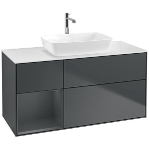 Villeroy und Boch Finion Waschtischunterschrank F821HGHG 120cm, Abdeckplatte white matt, Regale Midnight matt lacquer, Midnight Blue Matt Lacquer