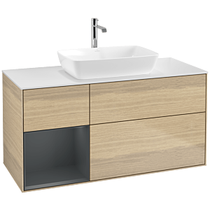 Villeroy and Boch Finion Villeroy and Boch Finion F821HGPC 120cm, cover plate matt white, shelves Midnight matt lacquer, Oak Veneer