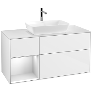 Villeroy and Boch Finion Villeroy and Boch Finion F821MTGF 120cm, cover plate white matt, shelves white matt lacquer, glossy white lacquer