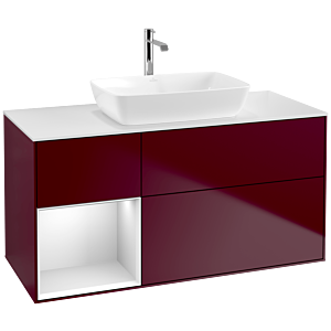 Villeroy und Boch Finion Waschtischunterschrank F821MTHB 120cm, Abdeckplatte white matt, Regale White matt lacquer, Peony Matt