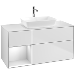Villeroy und Boch Finion Waschtischunterschrank F821MTMT 120cm, Abdeckplatte white matt, Regale White matt lacquer, White matt lacquer