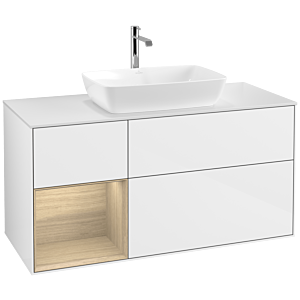 Villeroy and Boch Finion Villeroy and Boch Finion F821PCGF 120cm, cover plate matt white, shelves Oak Veneer , glossy white lacquer