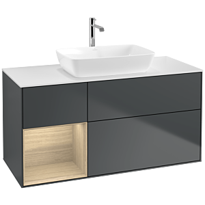 Villeroy and Boch Finion Villeroy and Boch Finion F821PCHG 120cm, cover plate matt white, shelves Oak Veneer , Midnight Blue Matt Lacquer