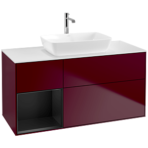 Villeroy und Boch Finion Waschtischunterschrank F821PDHB 120cm, Abdeckplatte white matt, Regale Black matt lacquer, Peony Matt