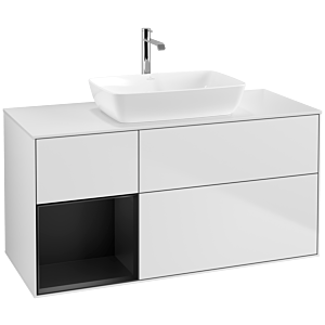 Villeroy and Boch Finion Villeroy and Boch Finion F821PDMT 120cm, cover plate white matt, shelves black matt lacquer, white matt lacquer