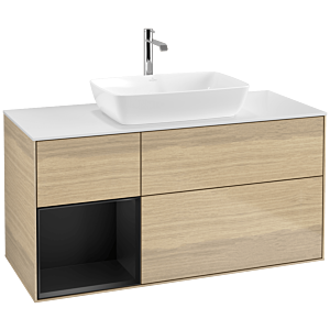 Villeroy and Boch Finion Villeroy and Boch Finion F821PDPC 120cm, cover plate white matt, shelves black matt lacquer, Oak Veneer