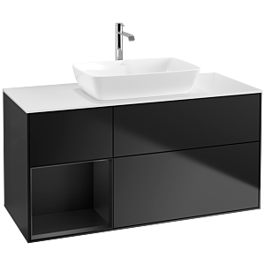 Villeroy und Boch Finion Waschtischunterschrank F821PDPD 120cm, Abdeckplatte white matt, Regale Black matt lacquer, Black matt lacquer