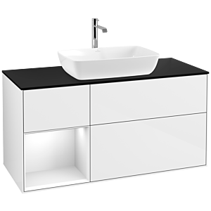 Villeroy and Boch Finion Villeroy and Boch Finion F822GFGF 120cm, cover plate black matt, shelves Glossy white lacquer, Glossy white lacquer