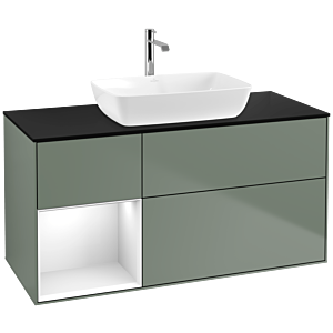 Villeroy and Boch Finion Villeroy and Boch Finion F822GFGM 120cm, cover plate black matt, shelves Glossy white lacquer, Olive Matt Lacquer