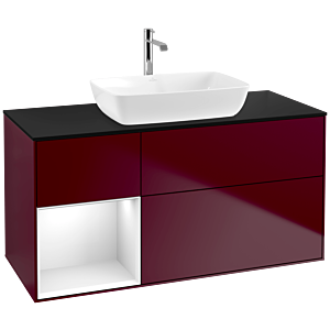 Villeroy and Boch Finion Villeroy and Boch Finion F822GFHB 120cm, cover plate black matt, shelves Glossy white lacquer, Peony Matt
