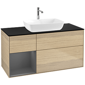 Villeroy and Boch Finion Villeroy and Boch Finion F822GKPC 120cm, cover plate black matt, shelves anthracite matt lacquer, Oak Veneer