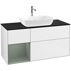 Villeroy and Boch Finion Villeroy and Boch Finion F822GMGF 120cm, cover plate black matt, shelves olive matt lacquer, glossy white lacquer
